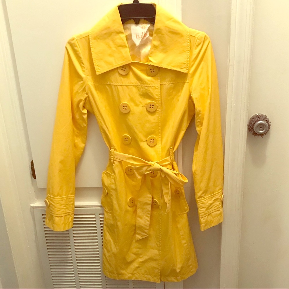 Yellow rain trench coat